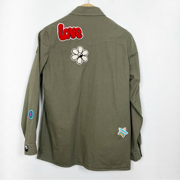 John + Jenn Zane Jacket Olive Green Snap Button Shirt Size Small - Picture 8 of 15